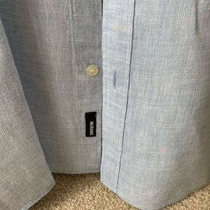 Murano Large Tall Lt Blue Long Sleeved Linen Shirt
